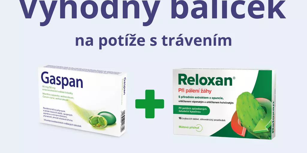Výhodný balíček Gaspan a Reloxan na potíže s trávením na eshopu alphega.cz